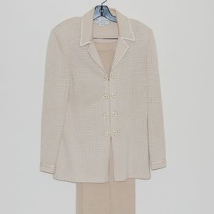 Tan and Cream St. John Knits Jacket and Pants